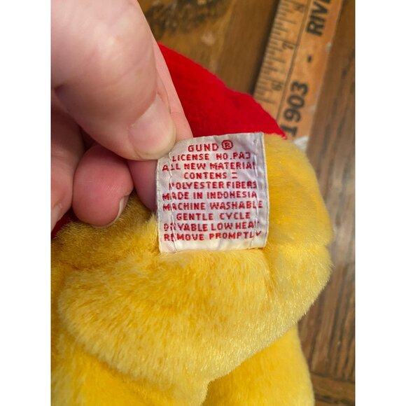 Vintage Sears Gund Disney Winnie The Pooh Plush Bear 9" Yellow With Red Shirt St - Picture 6 of 6